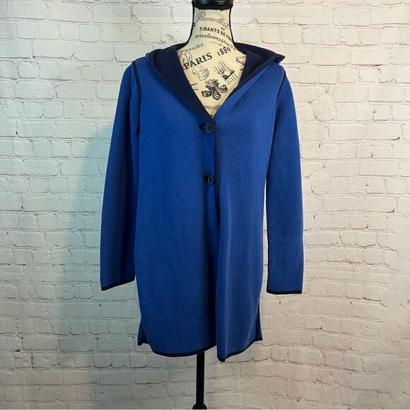 Zenergy Petite Reversible Midnight-Belladonna Blue Cardigan size 0 - Picture 1 of 8
